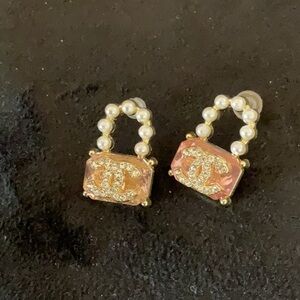 Elegant Gold and Pink Earrings